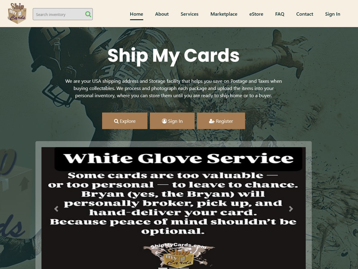 Ship My Cards Website Screen